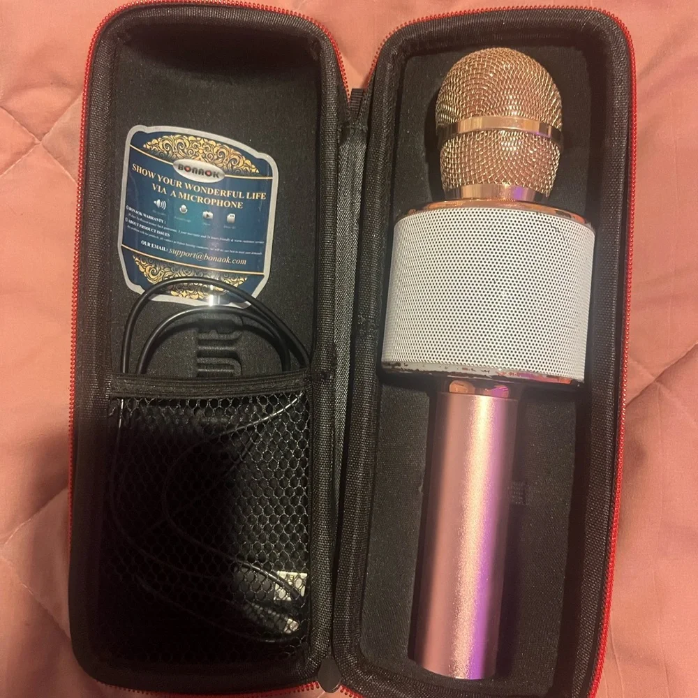 Gold and Pink Wireless Microphone